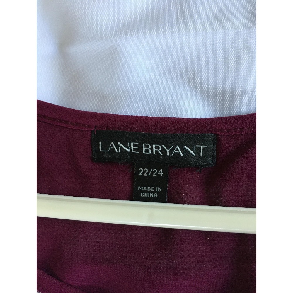Lane Bryant Sweater Womens 22/24 Burgundy Gray Stripe Chiffon Hem Long Sleeve - Picture 8 of 16